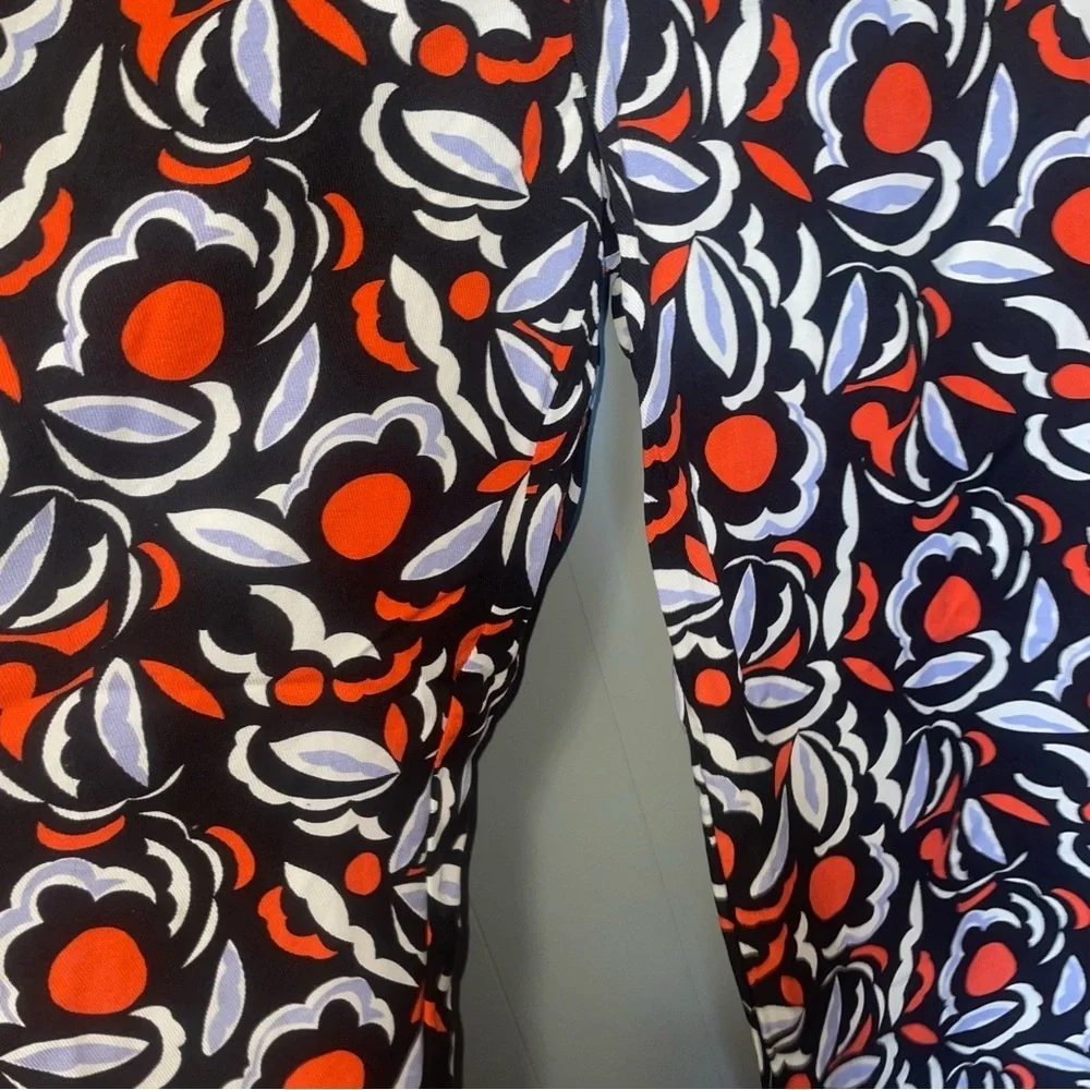 Anthropologie Black Red White Floral Wide-Leg Pants